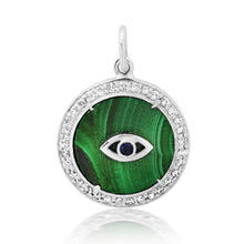 Mighty Malachite & Diamond Evil Eye Charm Pendant