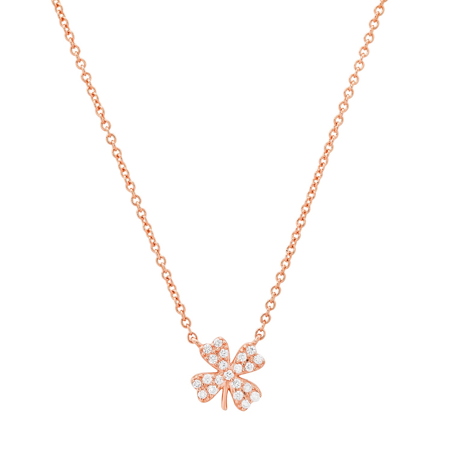 Glitzy Diamond Clover Icon Necklace