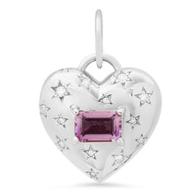 Double Sided Diamond Star & Amethyst Heart Charm Pendant