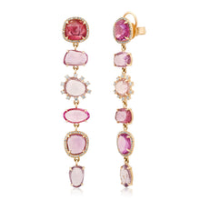 One of a Kind Mixed Pink Sapphire & Diamond Drop Earrings