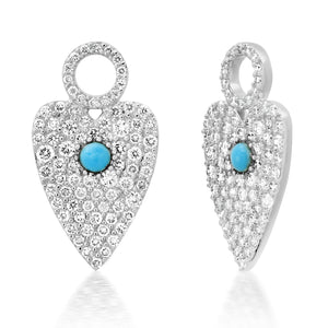 Turquoise & Diamond Heart Earring Charm