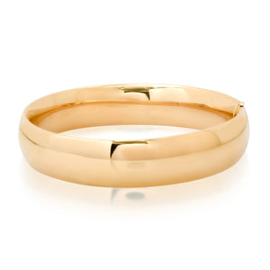 13.5mm Polished Domed Gold Bangle with Hinge Clasp