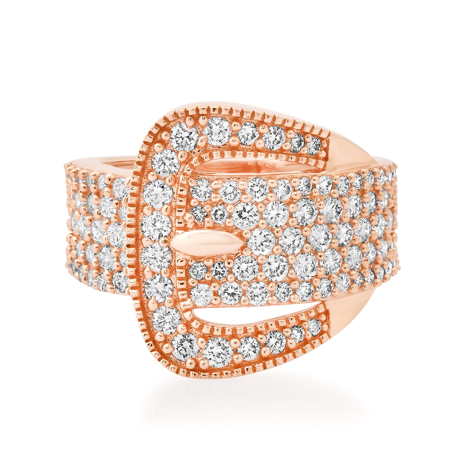 Bold Belt Buckle Pave Diamond Statement Ring