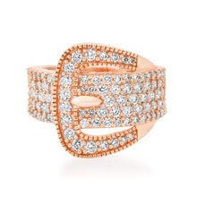 Bold Belt Buckle Pave Diamond Statement Ring