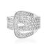 Bold Belt Buckle Pave Diamond Statement Ring