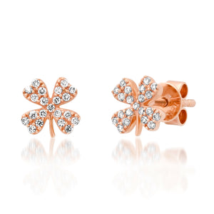 Lucky Diamond Clover Stud Earrings