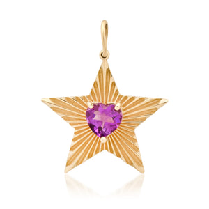 Gemstone Heart & Fluted Gold Starlight Charm