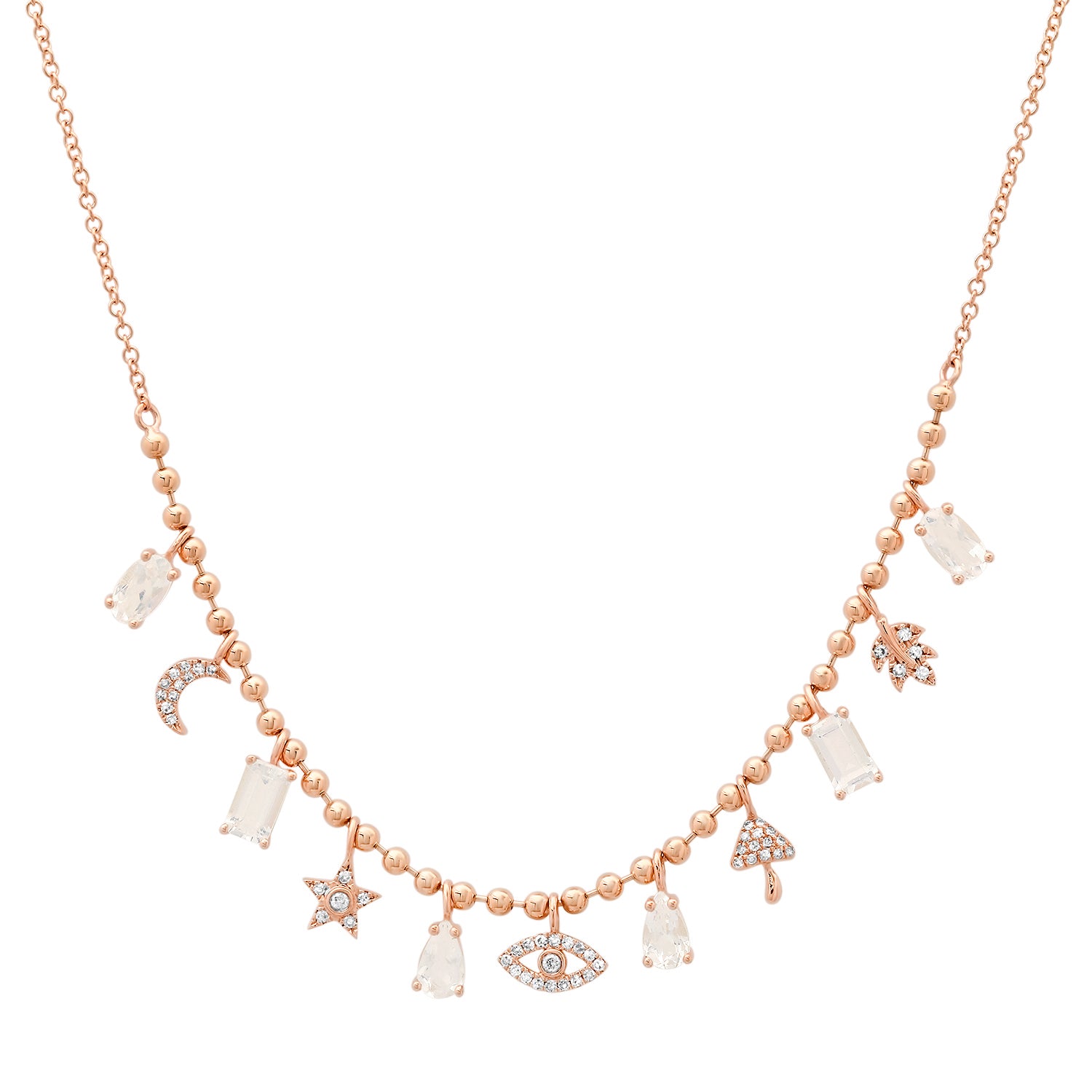 Lucky Moonstone & Diamond Icon Dangle Necklace