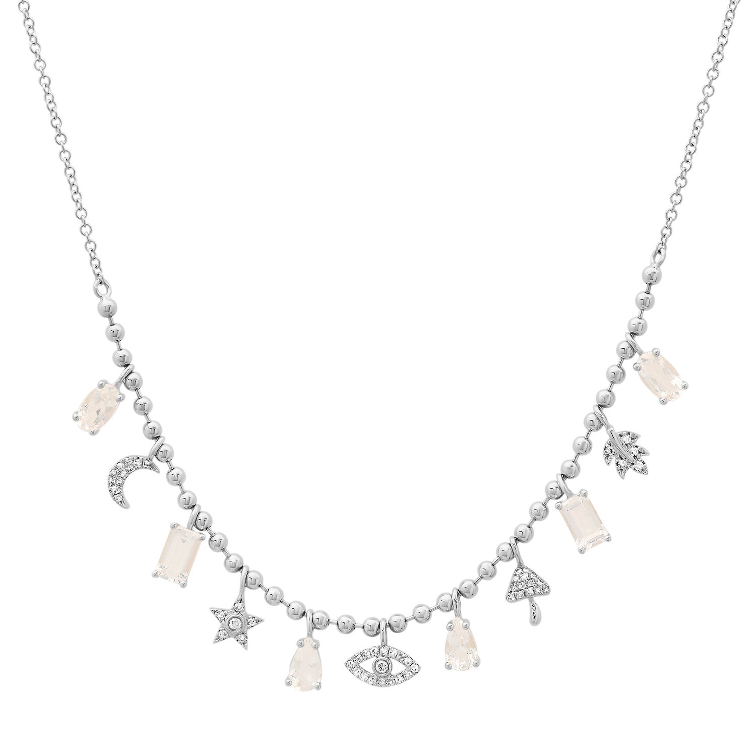 Lucky Moonstone & Diamond Icon Dangle Necklace