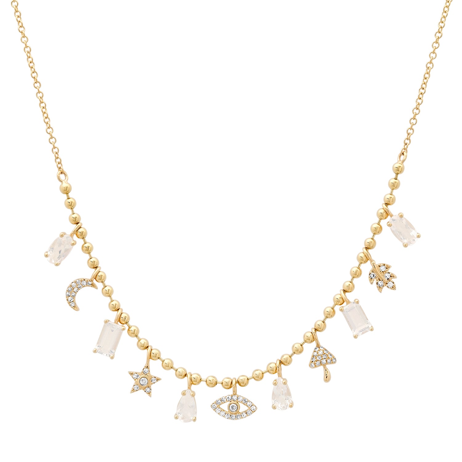 Lucky Moonstone & Diamond Icon Dangle Necklace