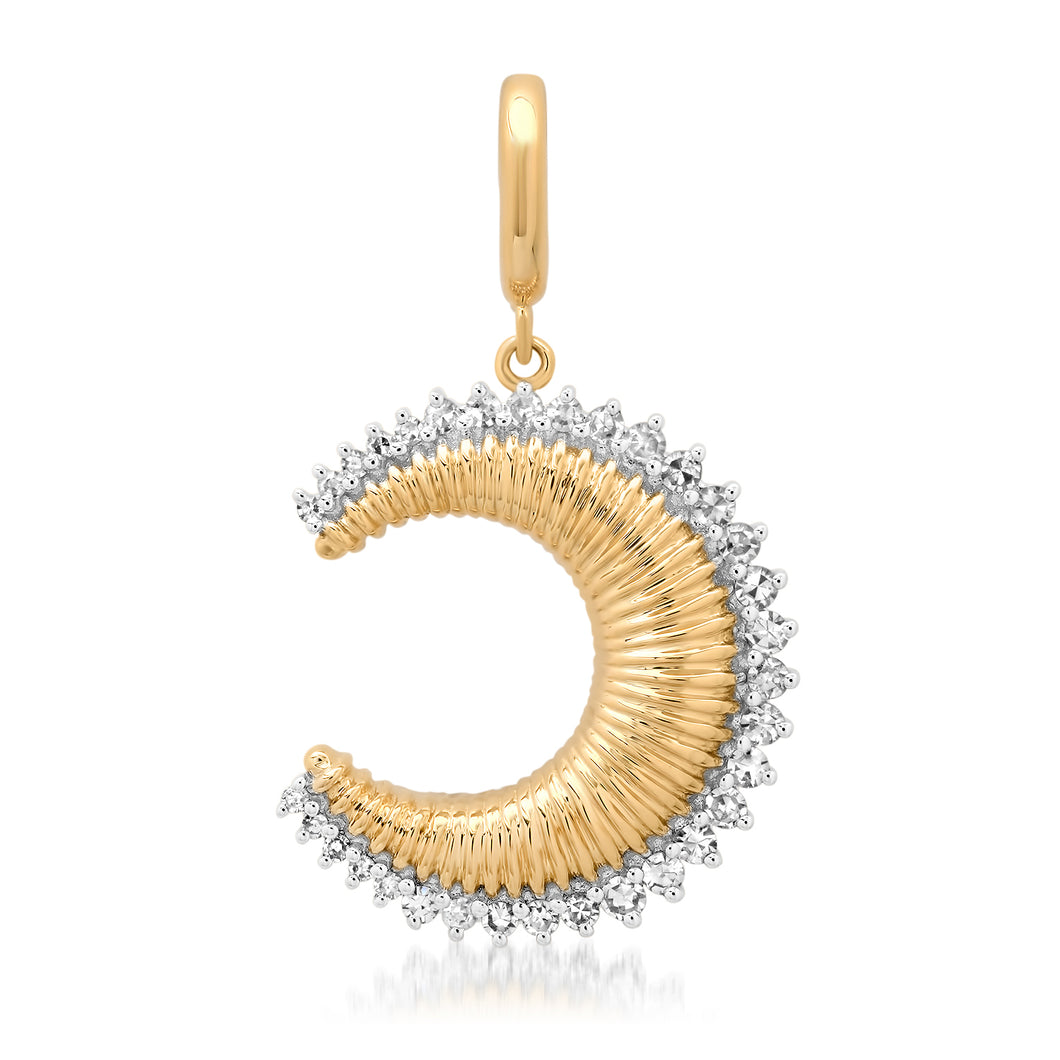 Fluted Diamond Crescent Charm