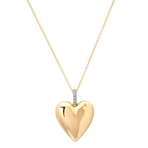 High Polish Heart Necklace with Diamond Bail