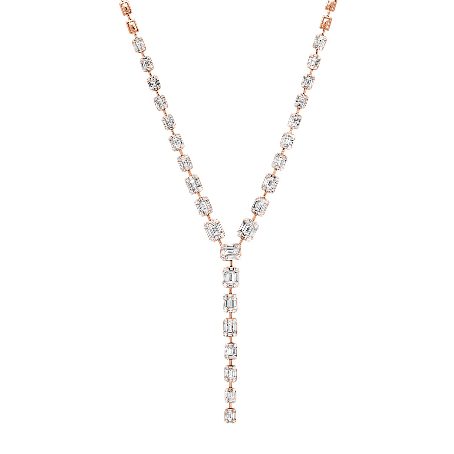 Graduated Emerald Cut Diamond Illusion Lariat