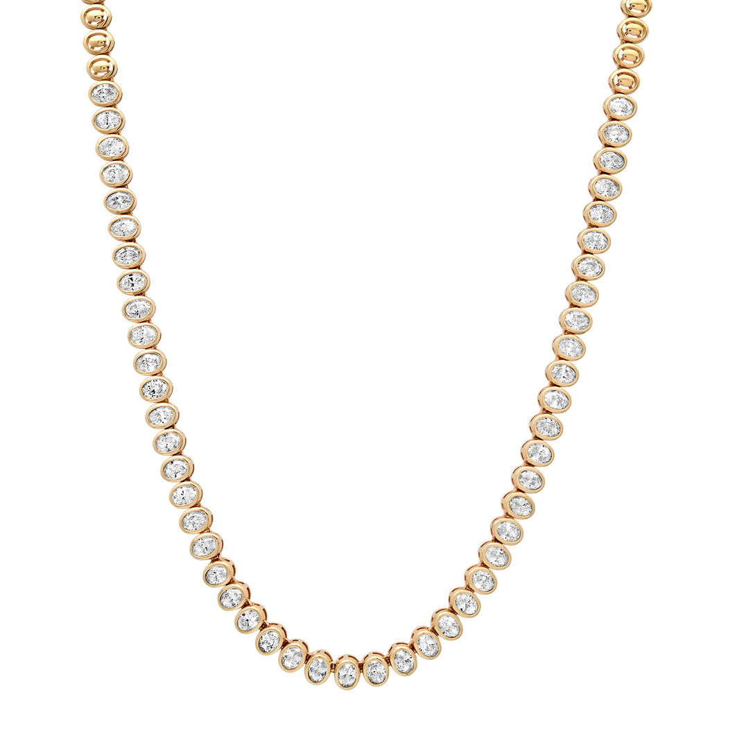 Oh My Oval Bezel Set Diamond Tennis Necklace