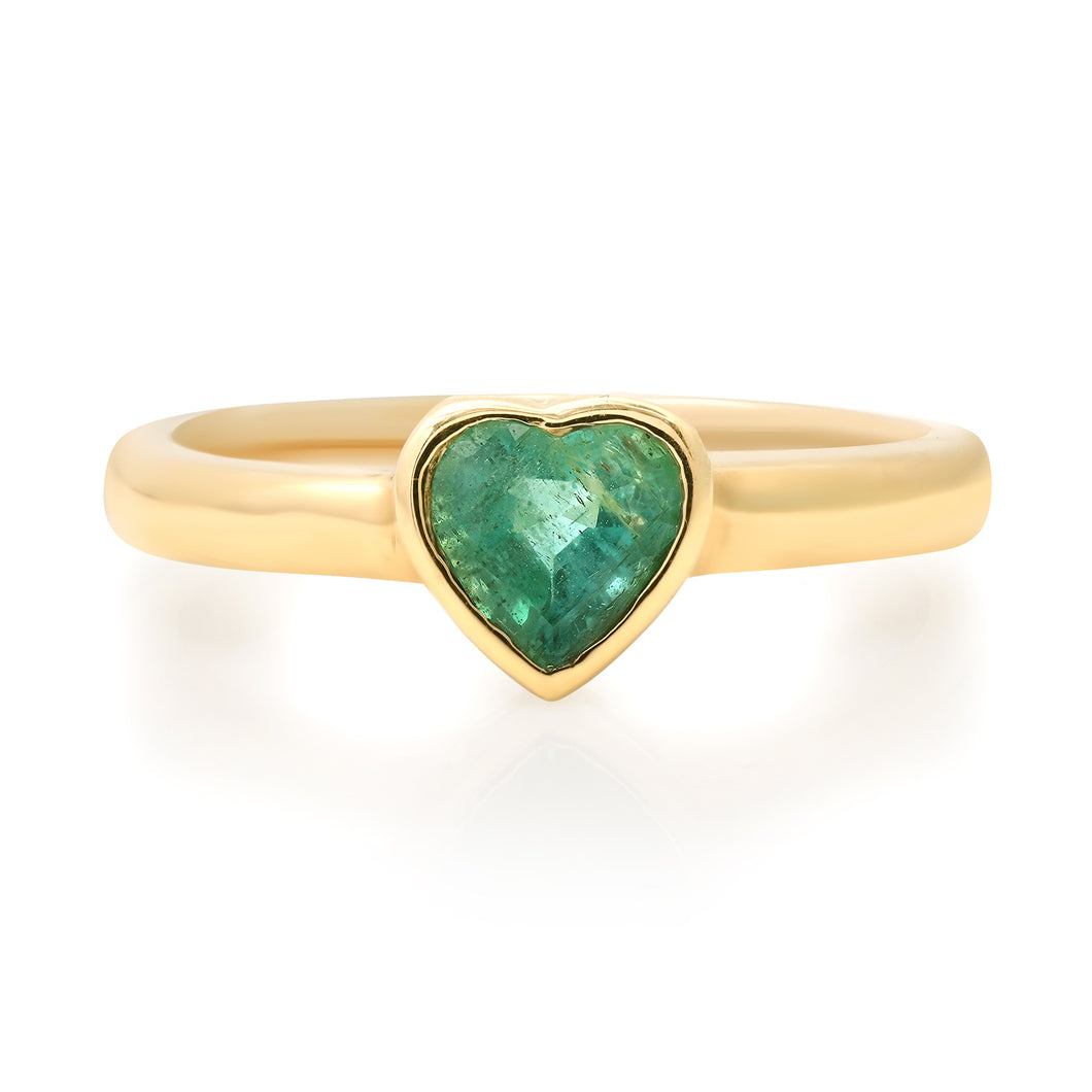 Bezel Set Emerald Heart Ring