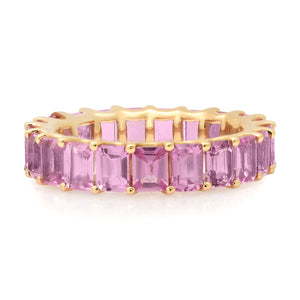 Emerald Cut Pink Sapphire Ring Eternity Band Ring