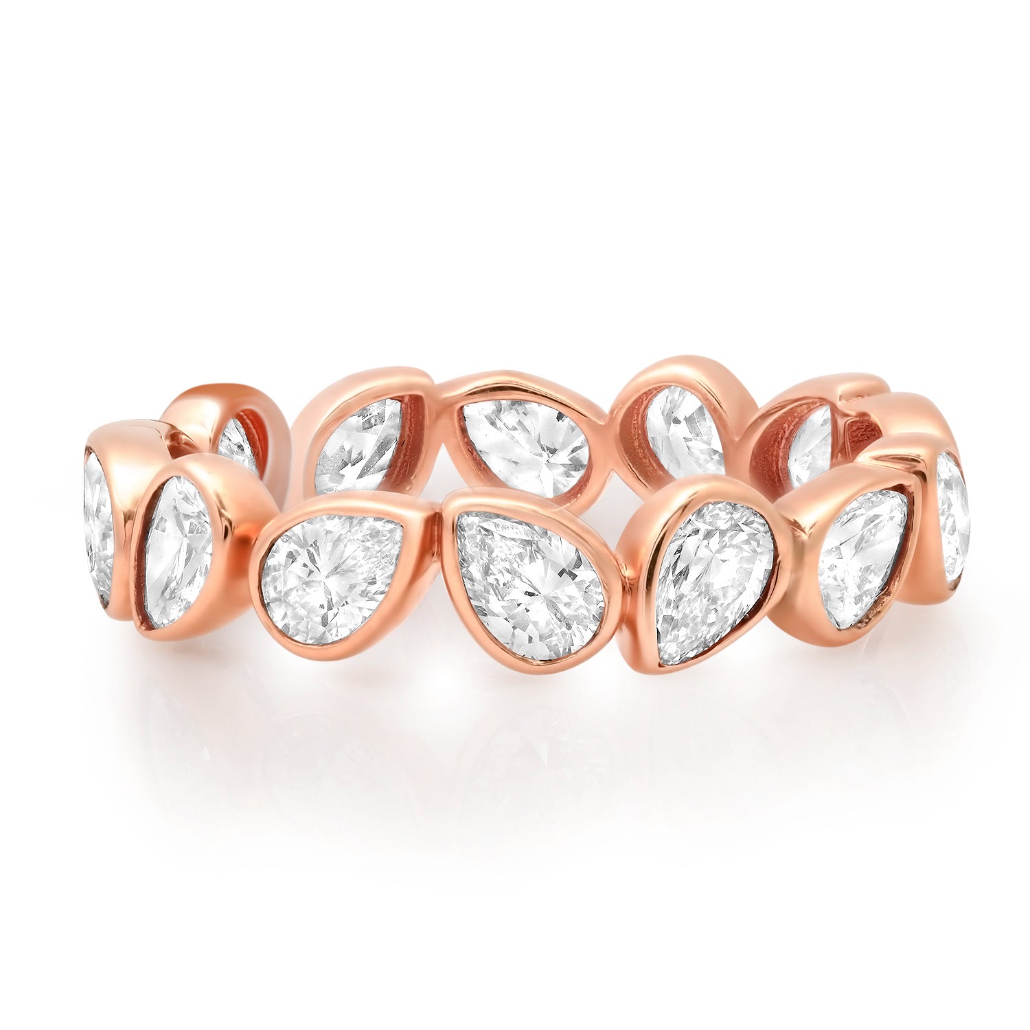 Alternating Bezel Set Diamond Pears Eternity Band Ring