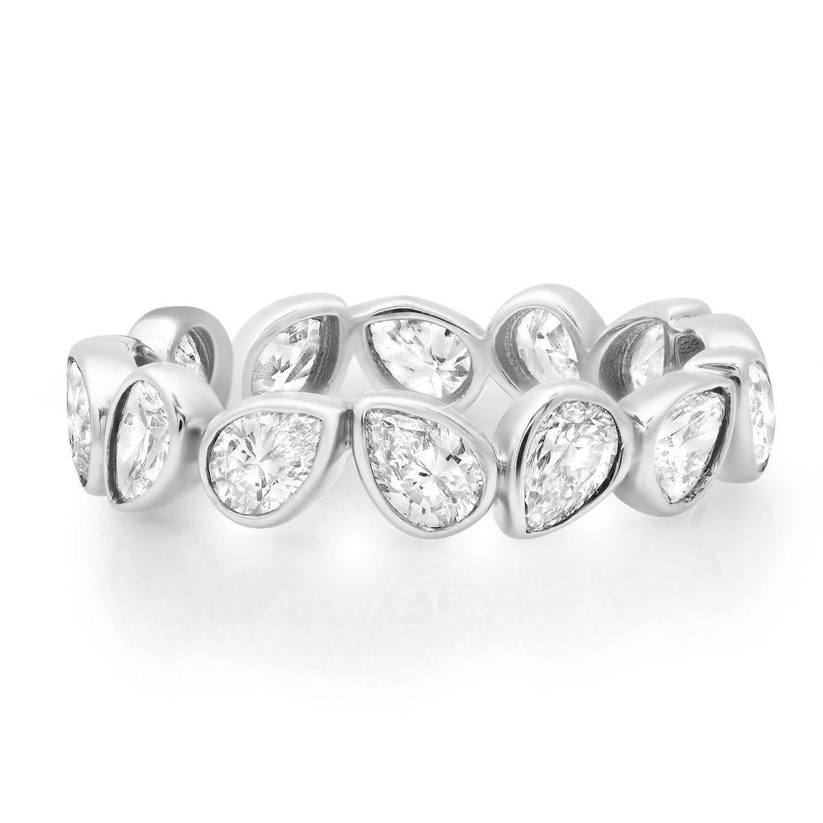 Alternating Bezel Set Diamond Pears Eternity Band Ring