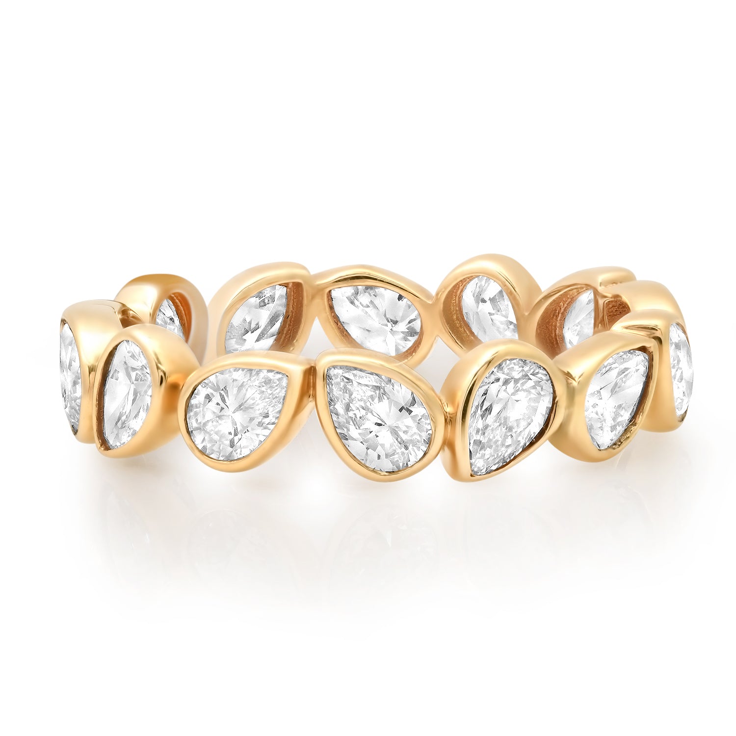 Alternating Bezel Set Diamond Pears Eternity Band Ring