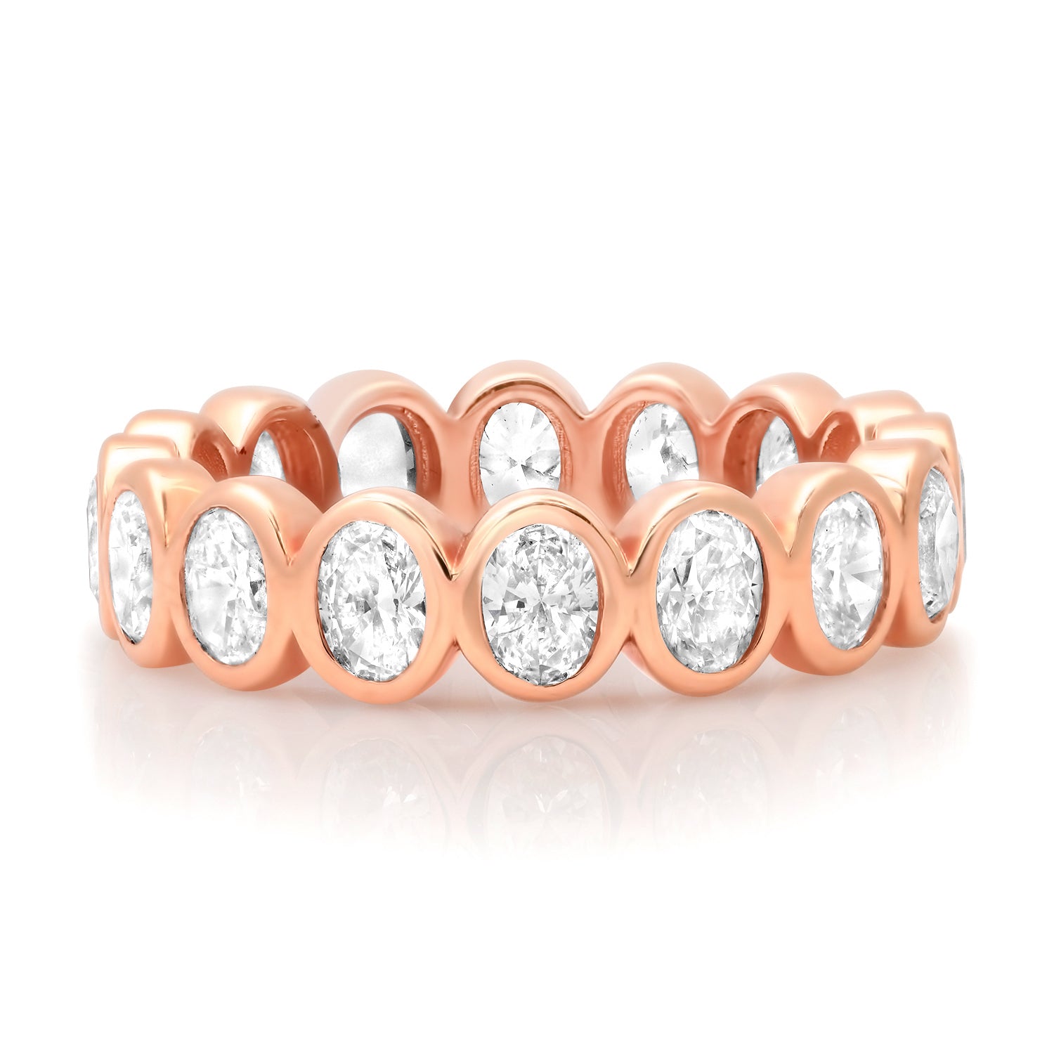 Bezel Set Oval Shaped Diamond Eternity Band Ring