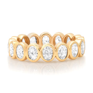 Bezel Set Oval Shaped Diamond Eternity Band Ring