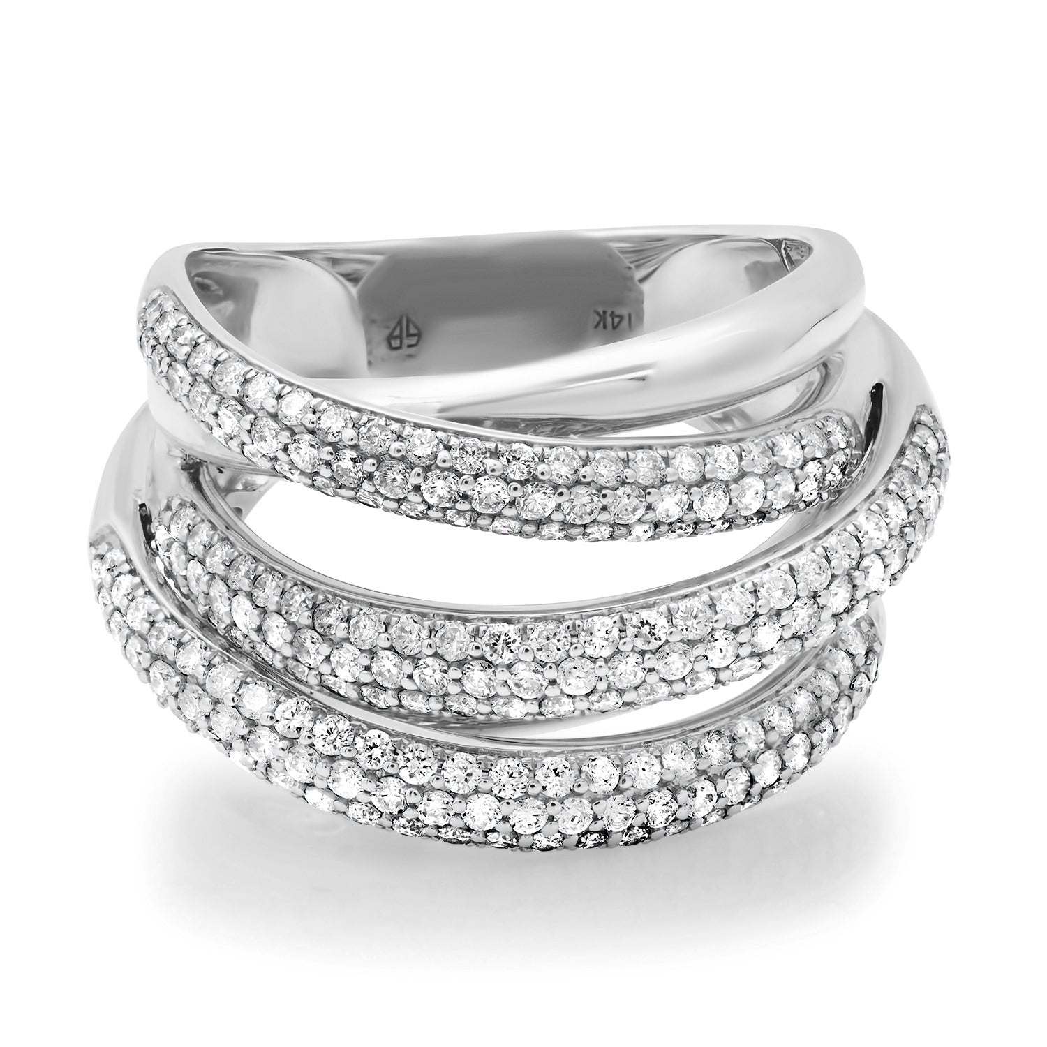 Stacked Pave Diamond & High Polish Gold Statement Wrap Ring