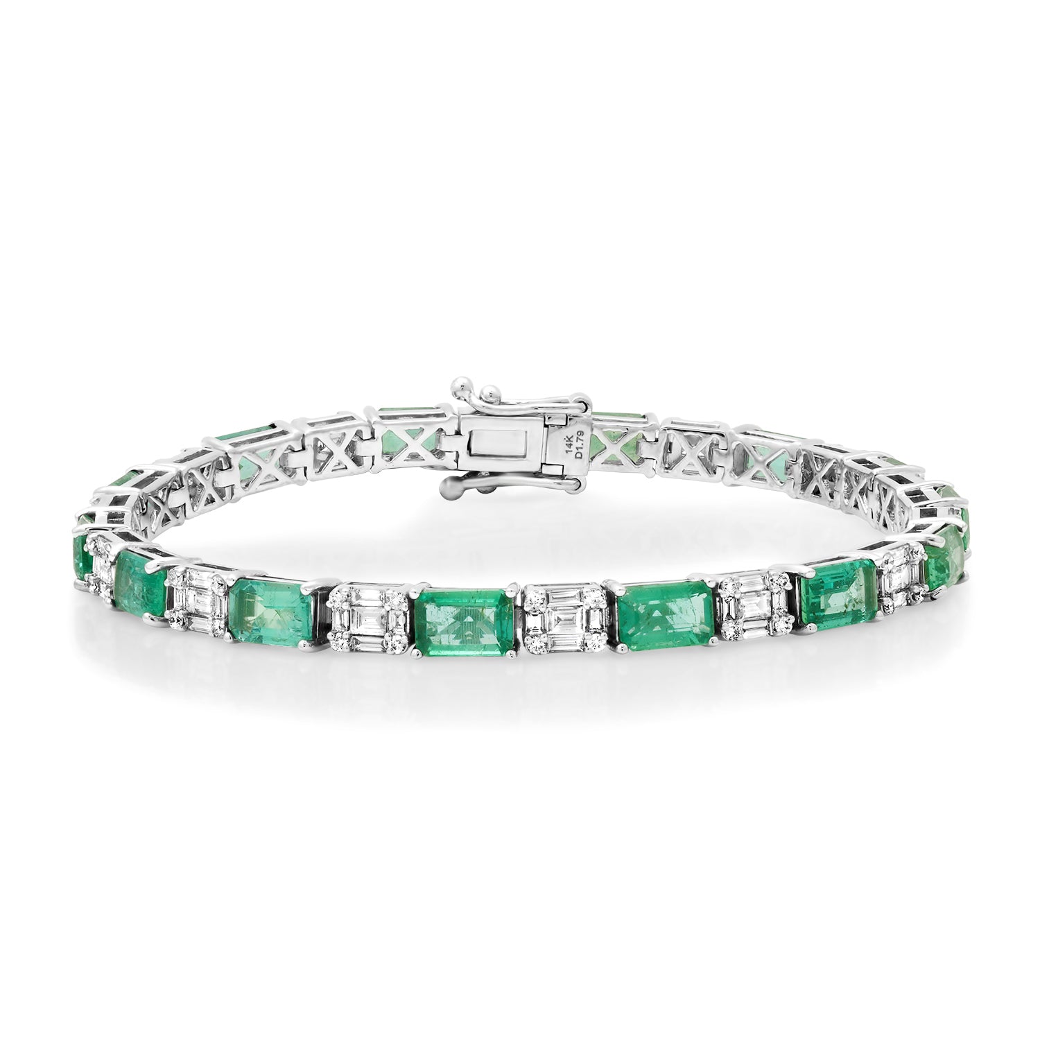 Alternating Emerald & Diamond Illusion Eternity Bracelet