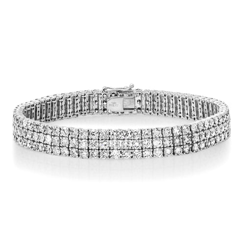 Glitzy Three Row Diamond Bracelet