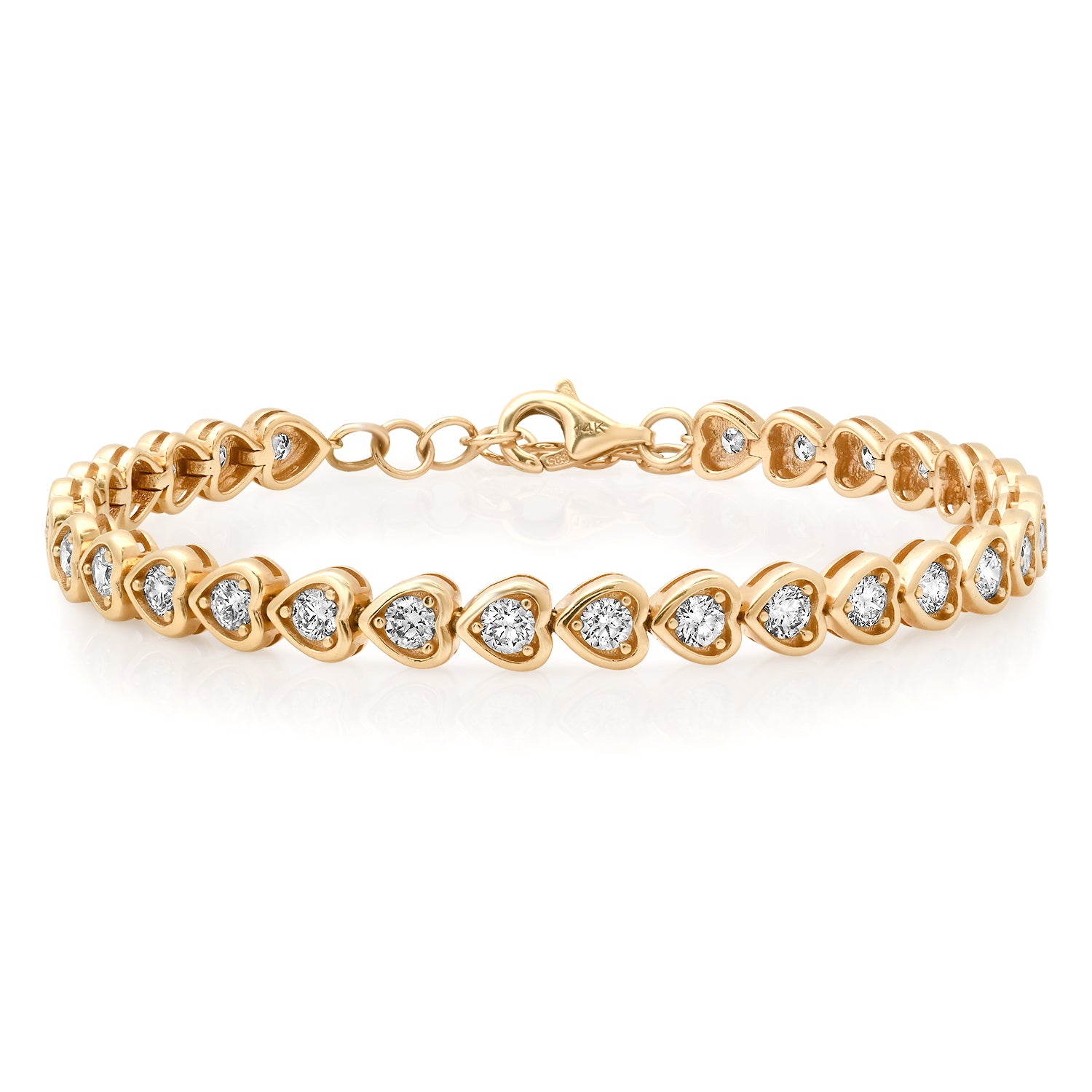 Inner Shine Bezel Set Diamond Heart Eternity Bracelet