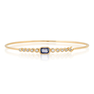 Chic Blue Sapphire & Diamond Bangle with Hidden Hook Clasp