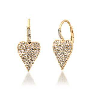 Pave Diamond Heart Hinged Earrings