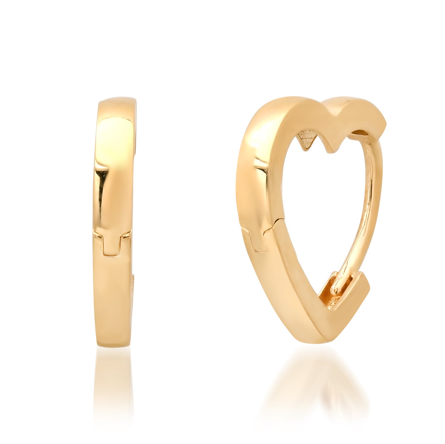 High Polish Heart of Gold Huggie Hoop Earrings