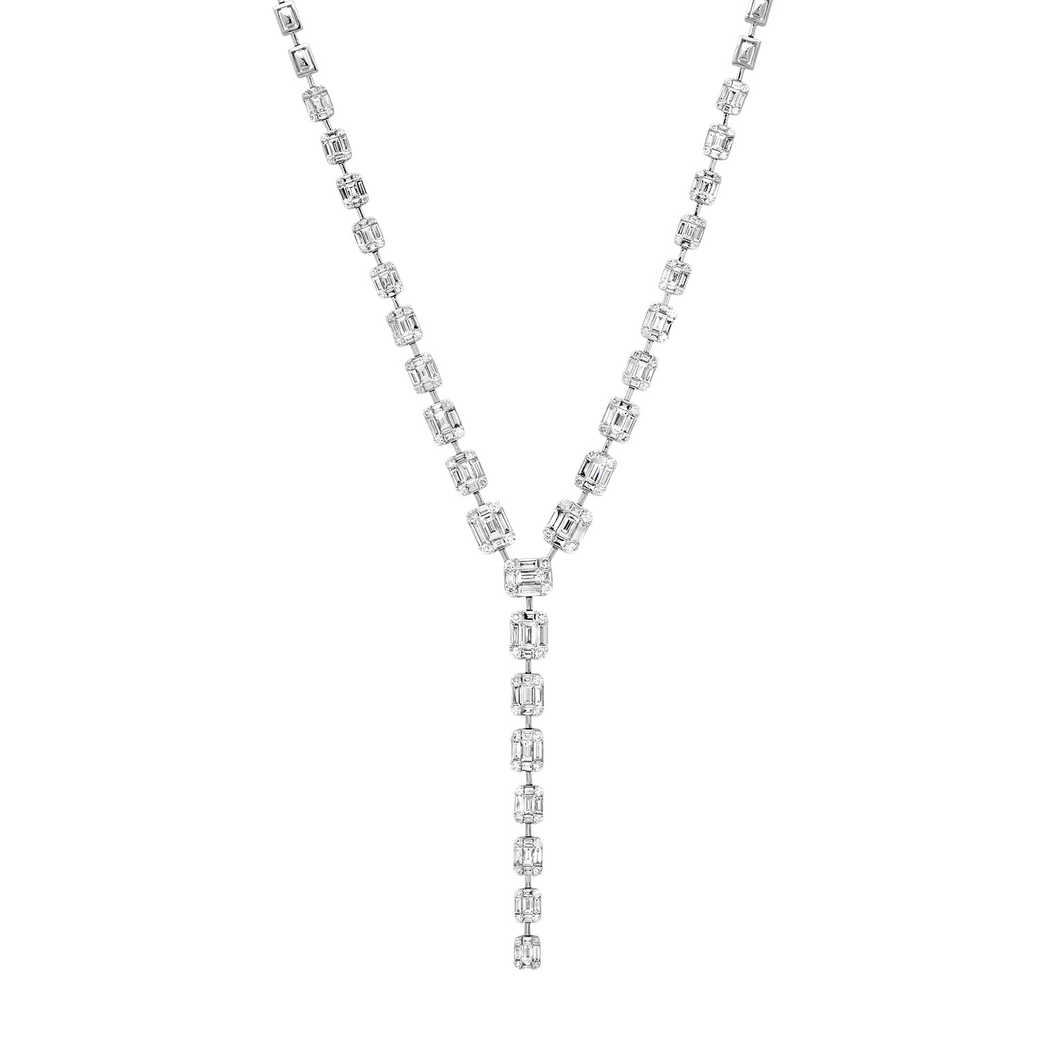 Graduated Emerald Cut Diamond Illusion Lariat