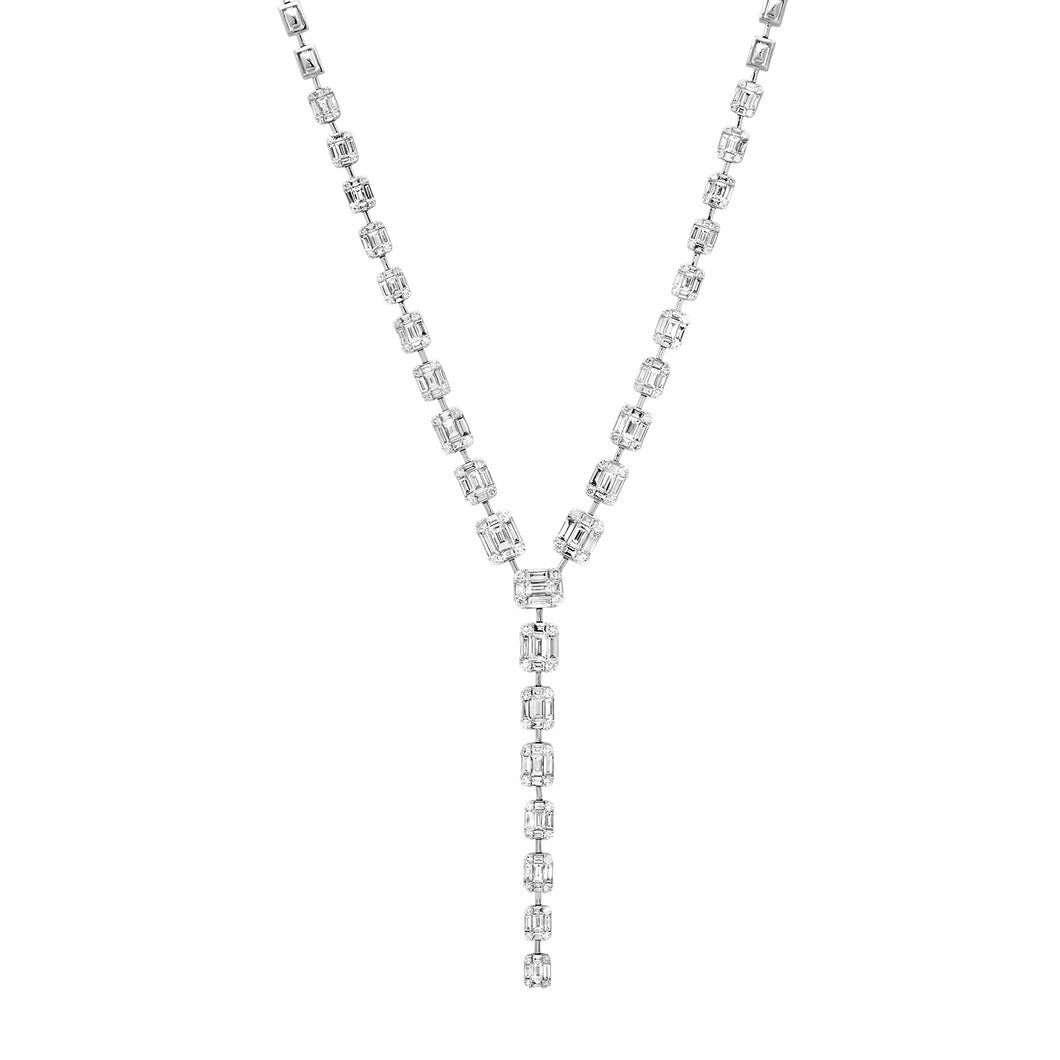 Graduated Emerald Cut Diamond Illusion Lariat