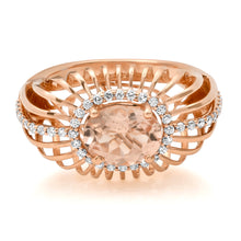 Caged Oval Morganite Statement Dome Ring