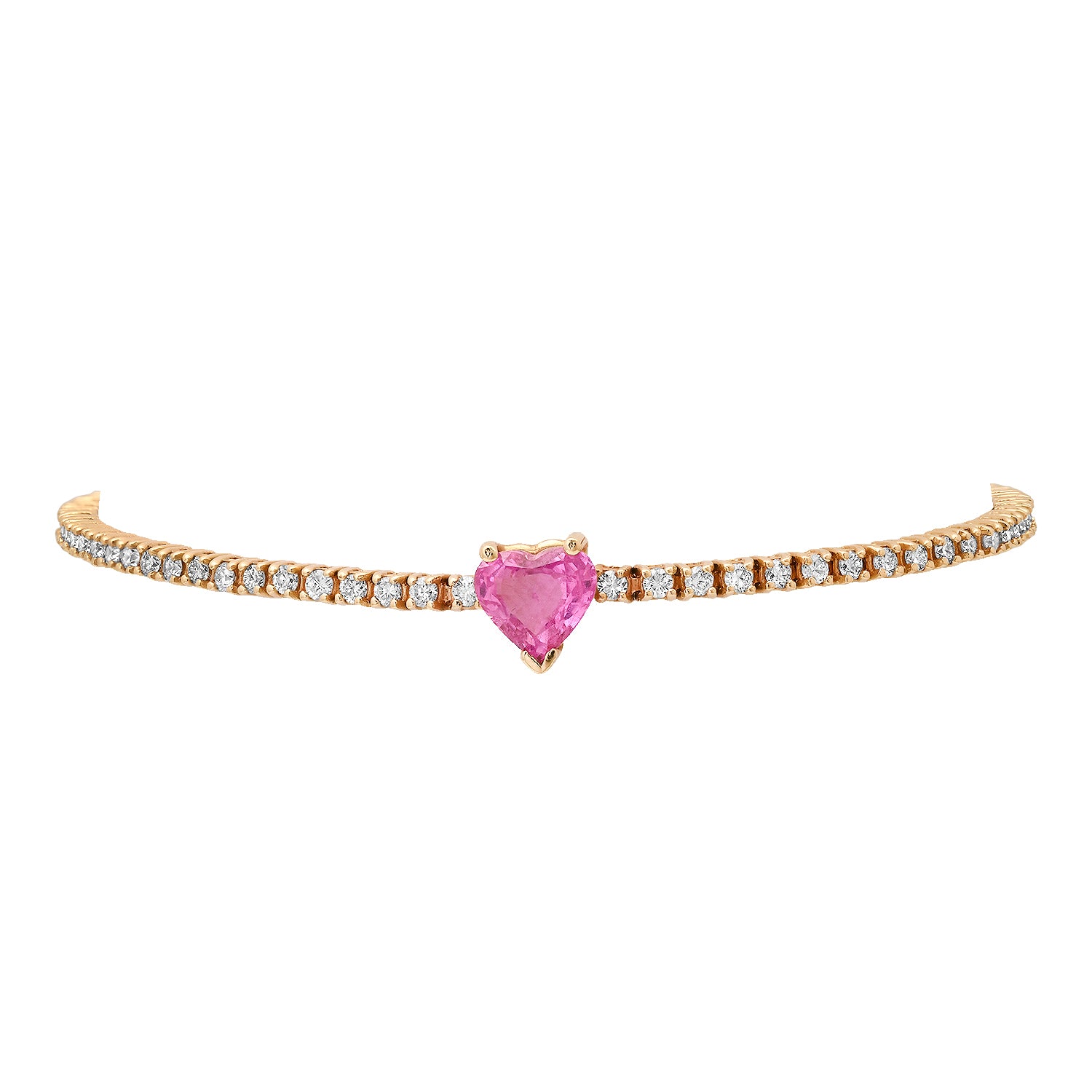 Pink Sapphire Heart Diamond Tennis Bracelet