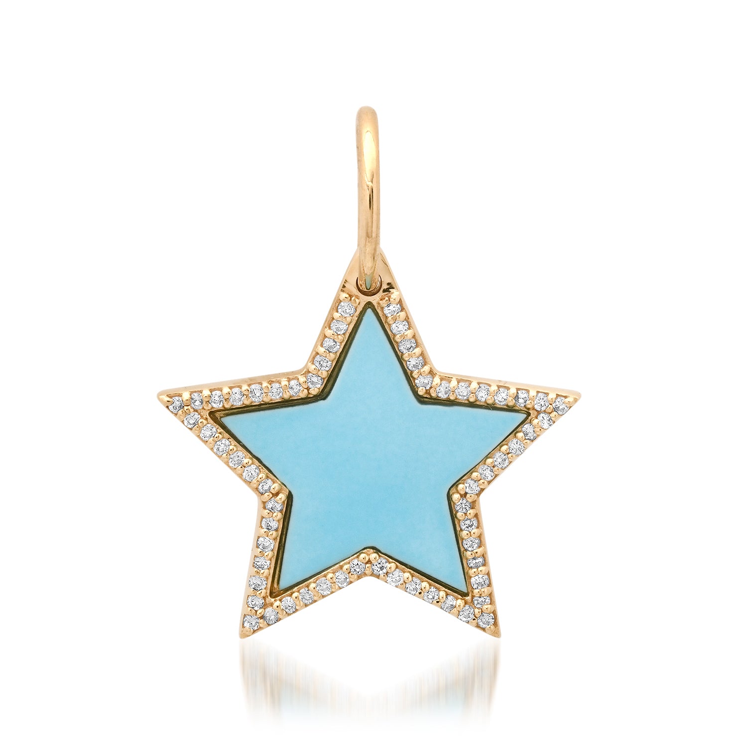 Mother of Pearl or Turquoise & Diamond Star Charm