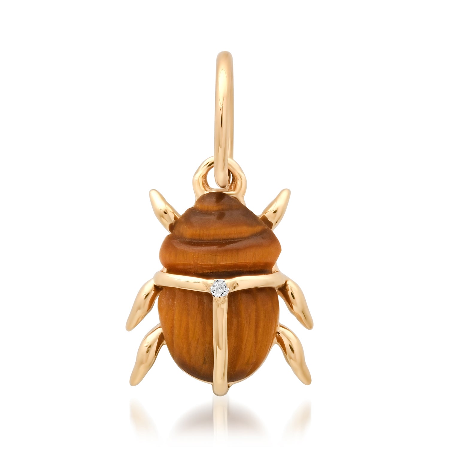 Gemstone Scarab Charm Pendant with Diamond Accent