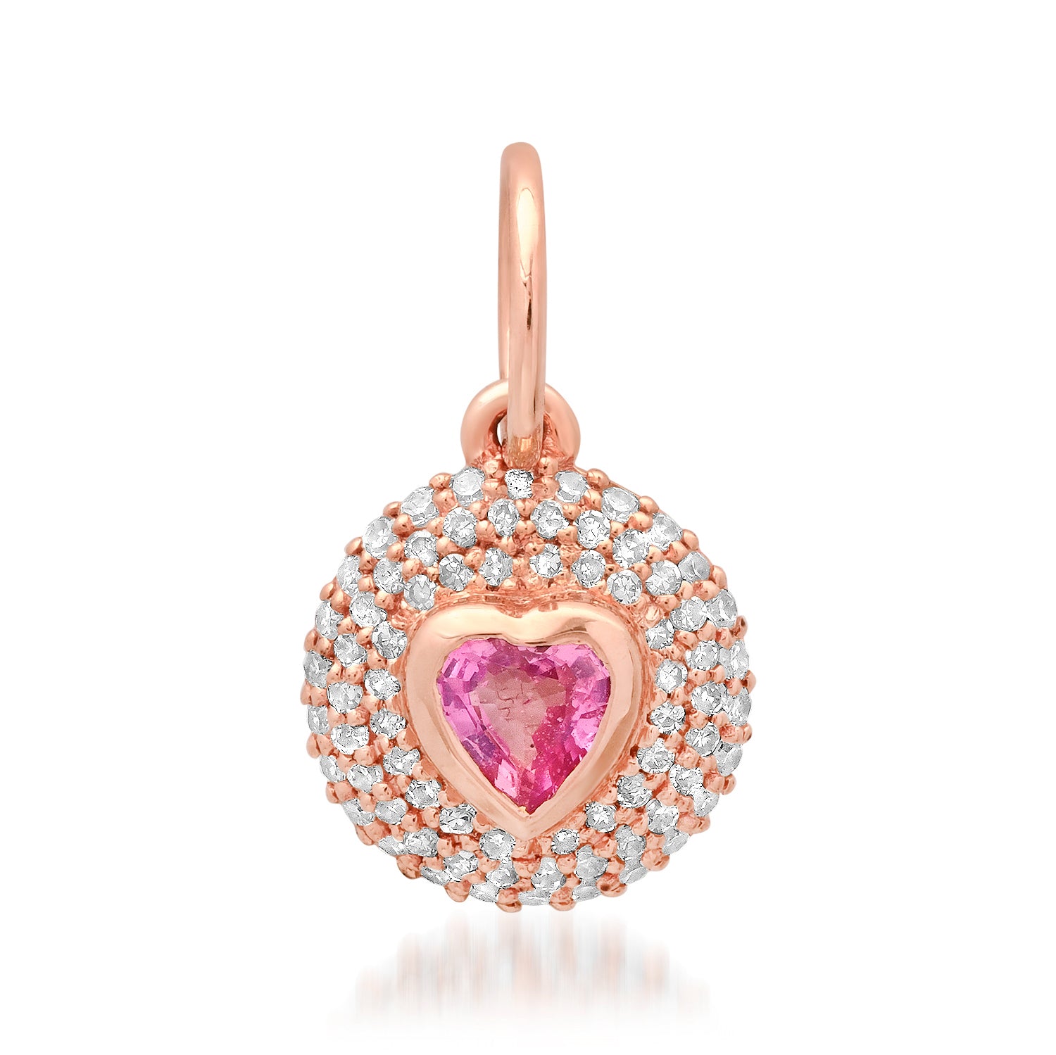 Diamond & Gemstone Bubble Bezel Heart Charm