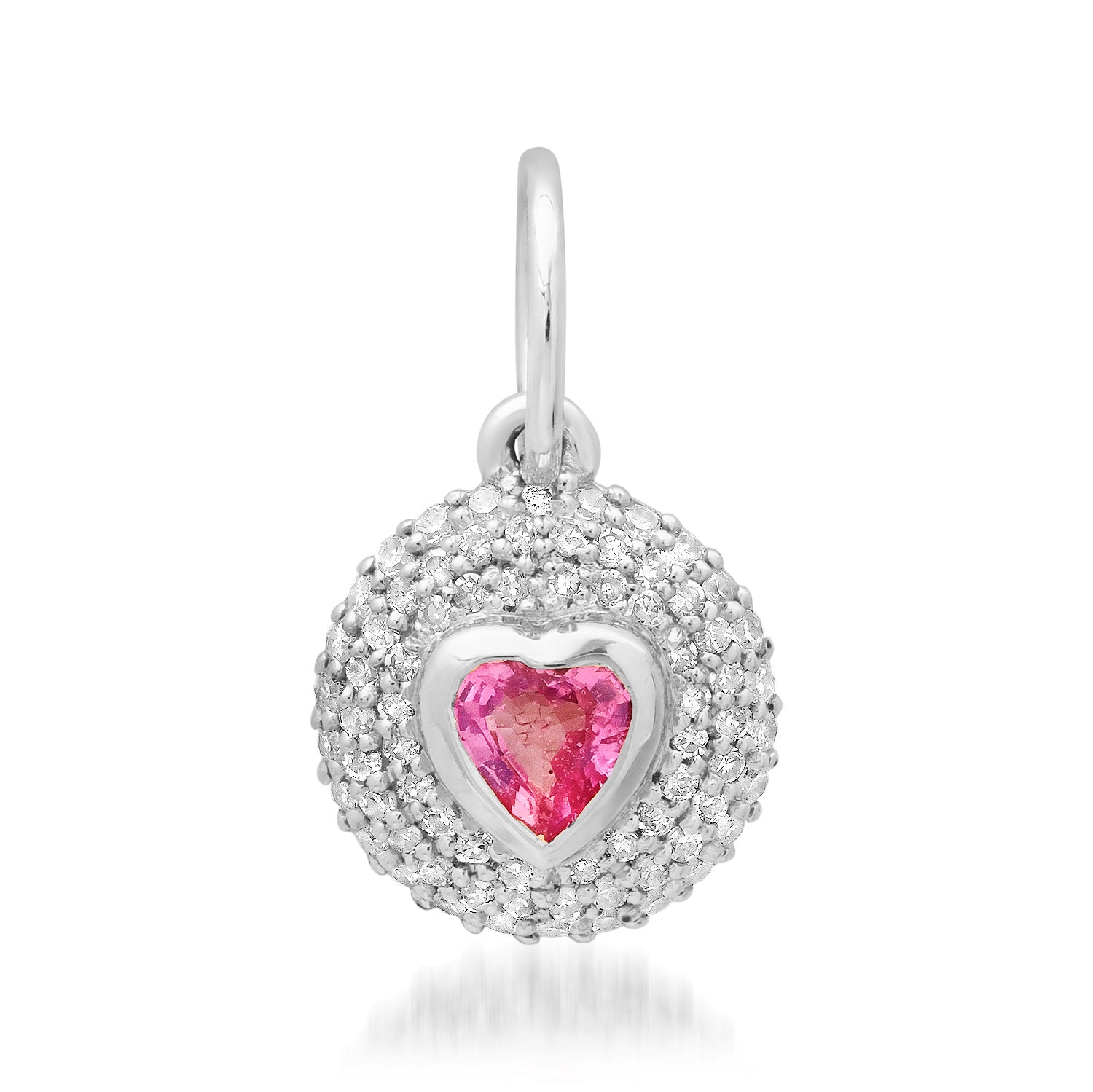 Diamond & Gemstone Bubble Bezel Heart Charm
