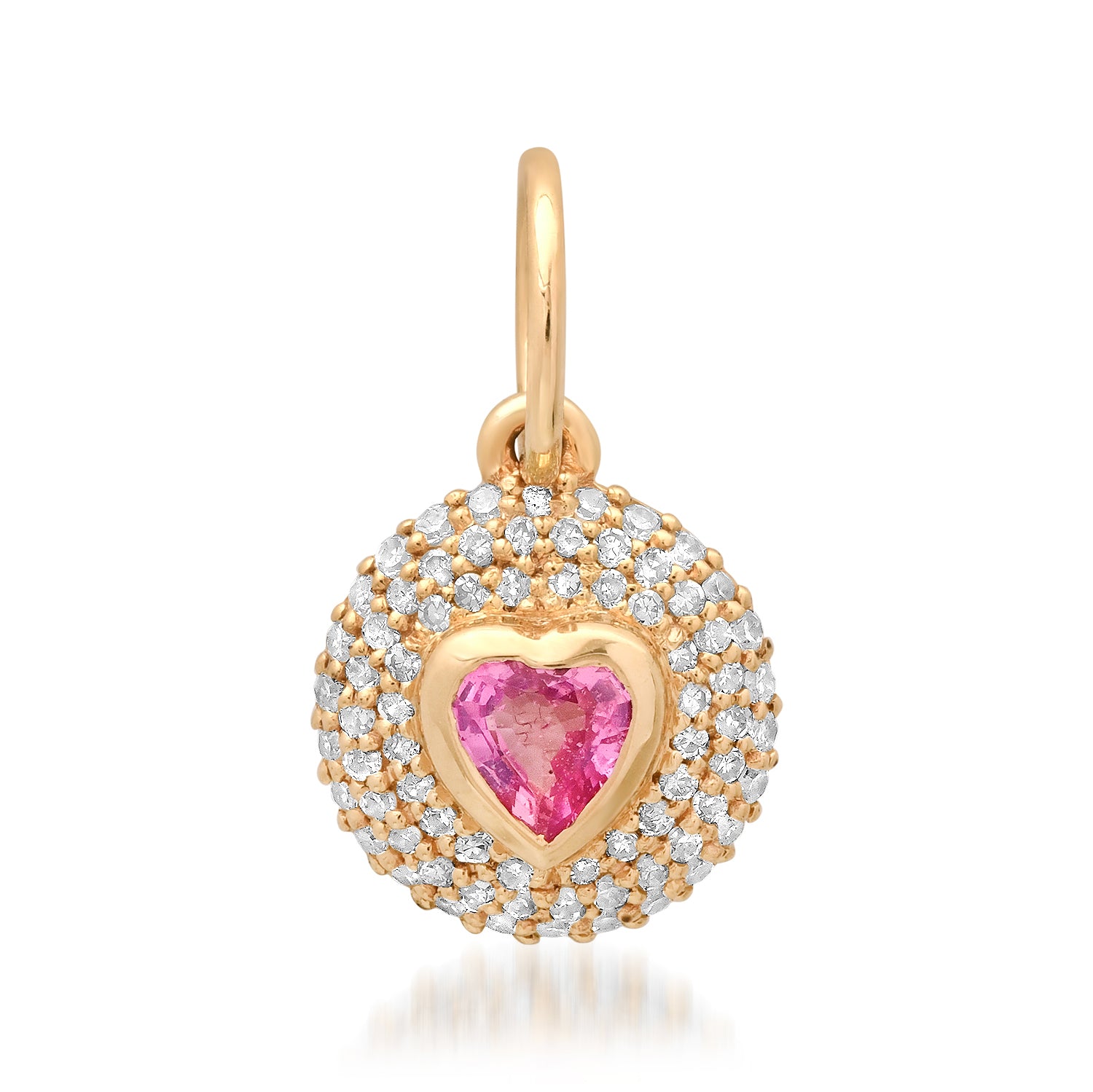 Diamond & Gemstone Bubble Bezel Heart Charm