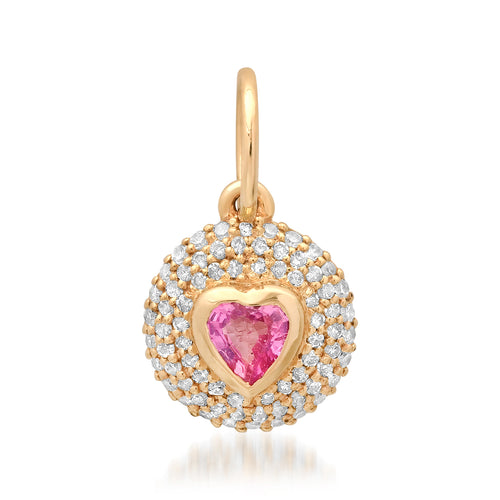 Diamond & Gemstone Bubble Bezel Heart Charm