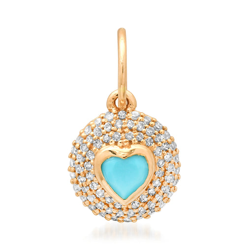 Diamond & Gemstone Bubble Bezel Heart Charm