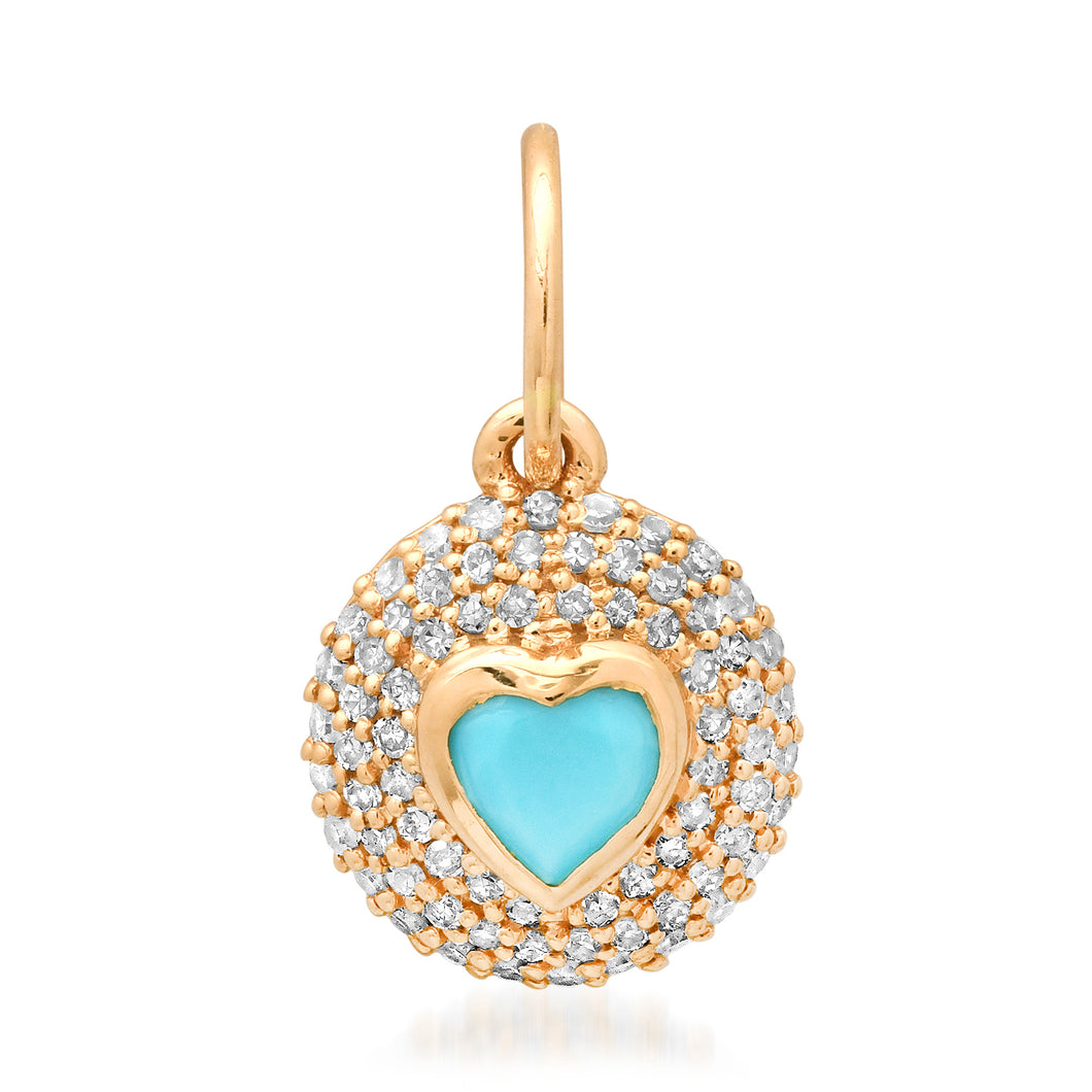 Diamond & Gemstone Bubble Bezel Heart Charm