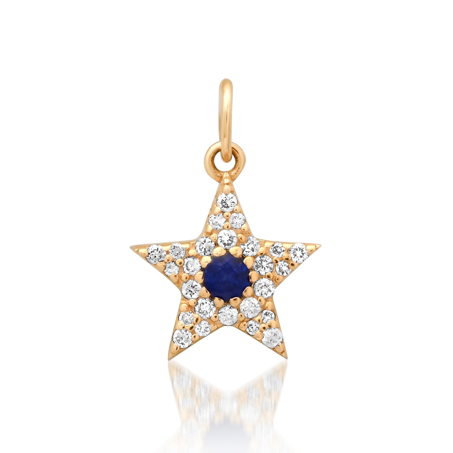 Small Diamond & Gemstone Star Charm
