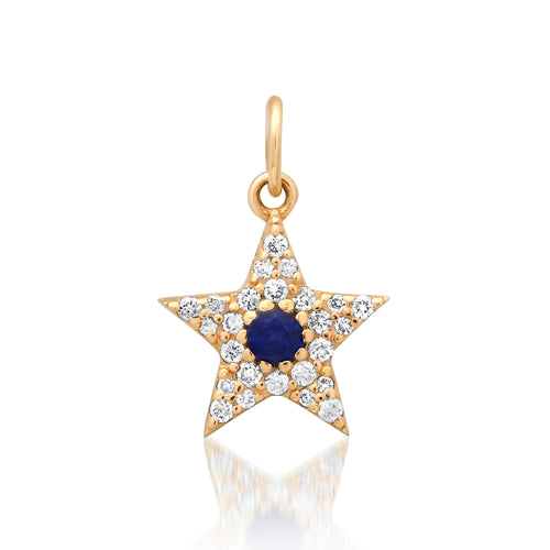 Small Diamond & Gemstone Star Charm
