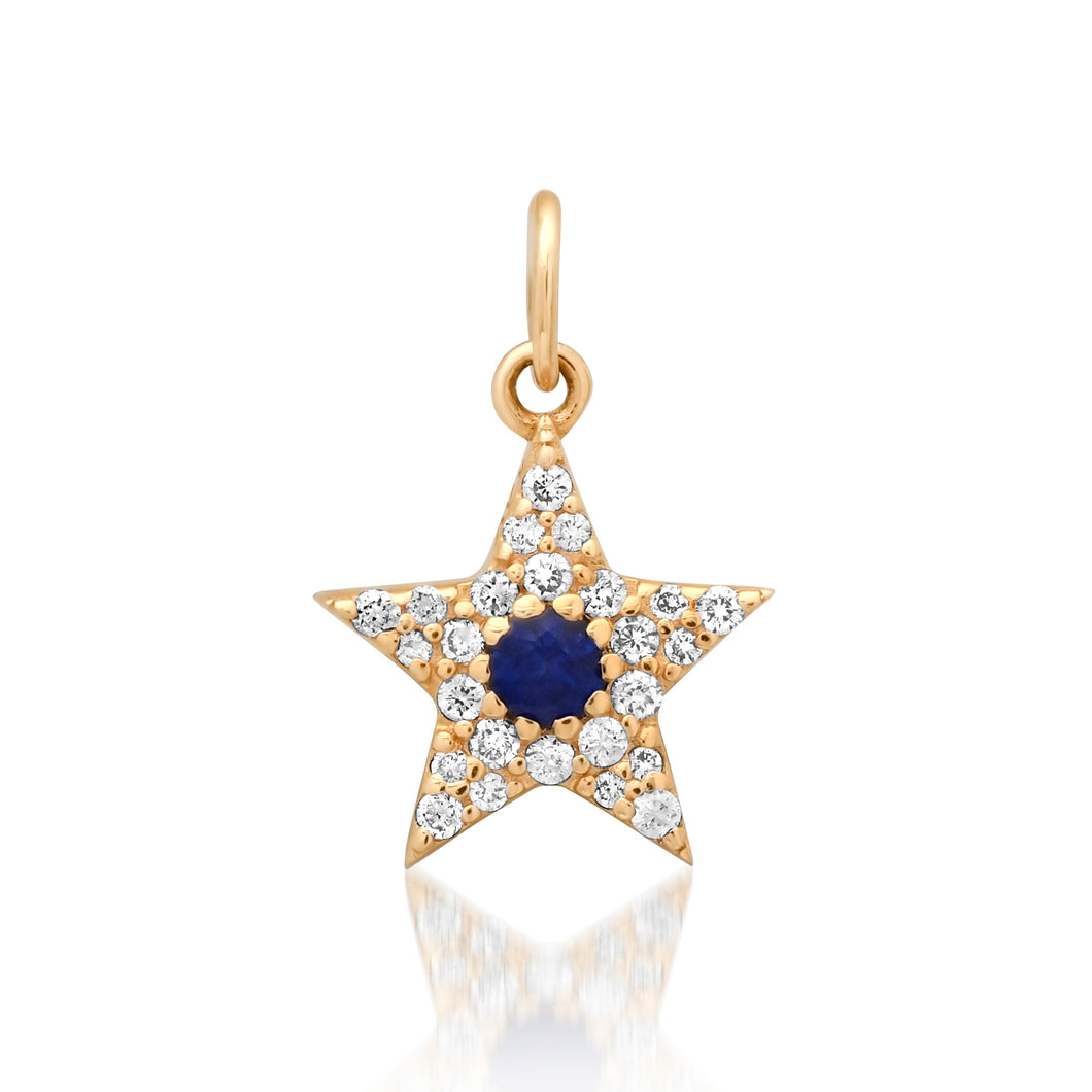 Small Diamond & Gemstone Star Charm
