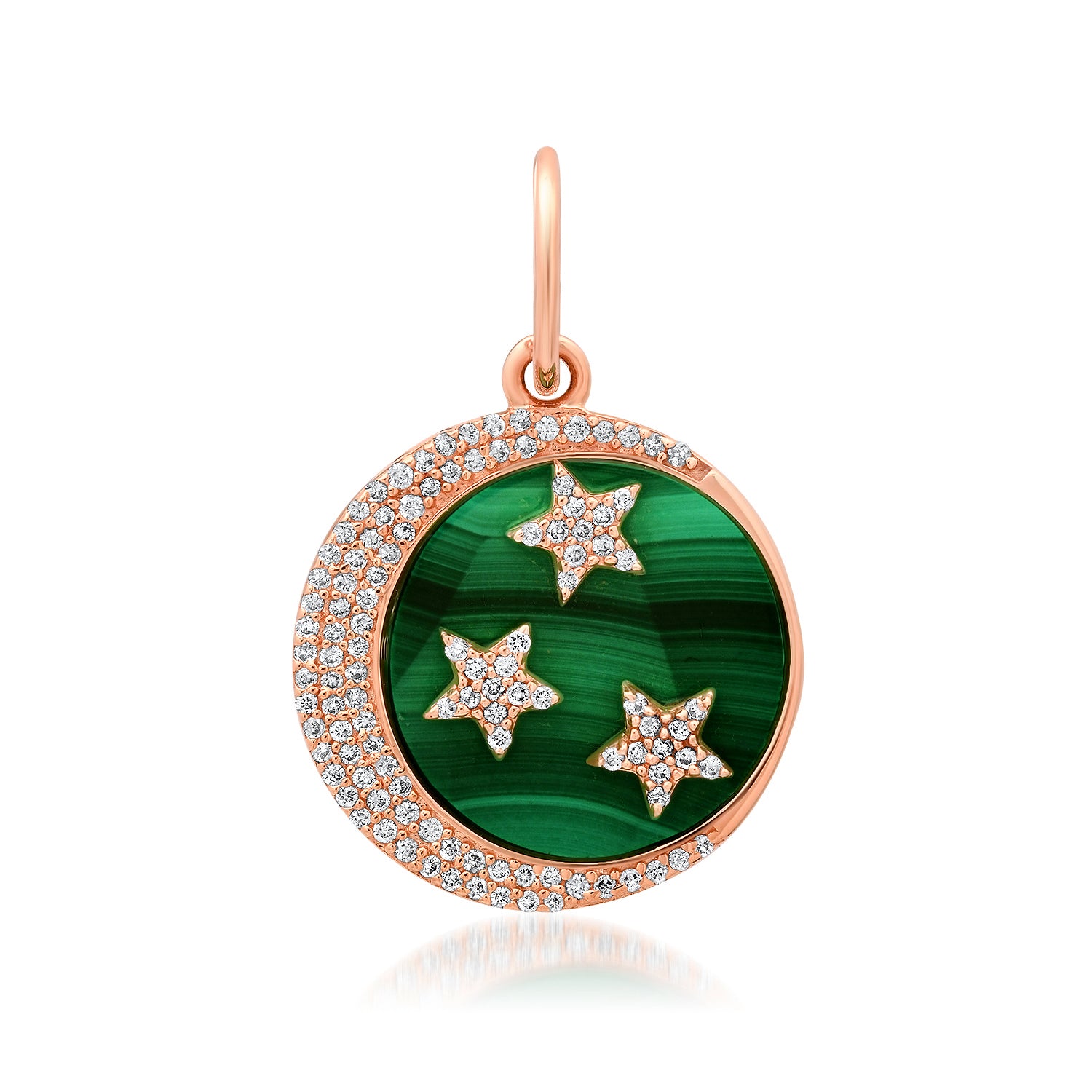 Malachite or Mother of Pearl Diamond Moon & Stars Charm