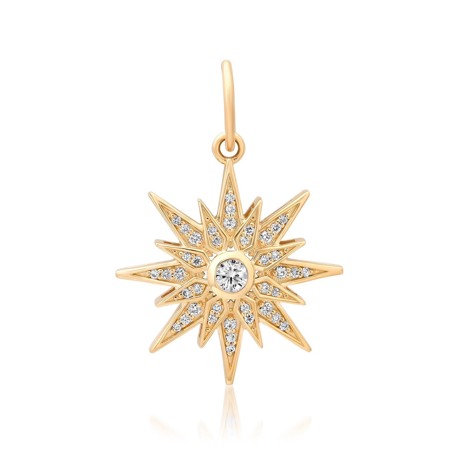 Pave Diamond Starburst Sunshine Charm