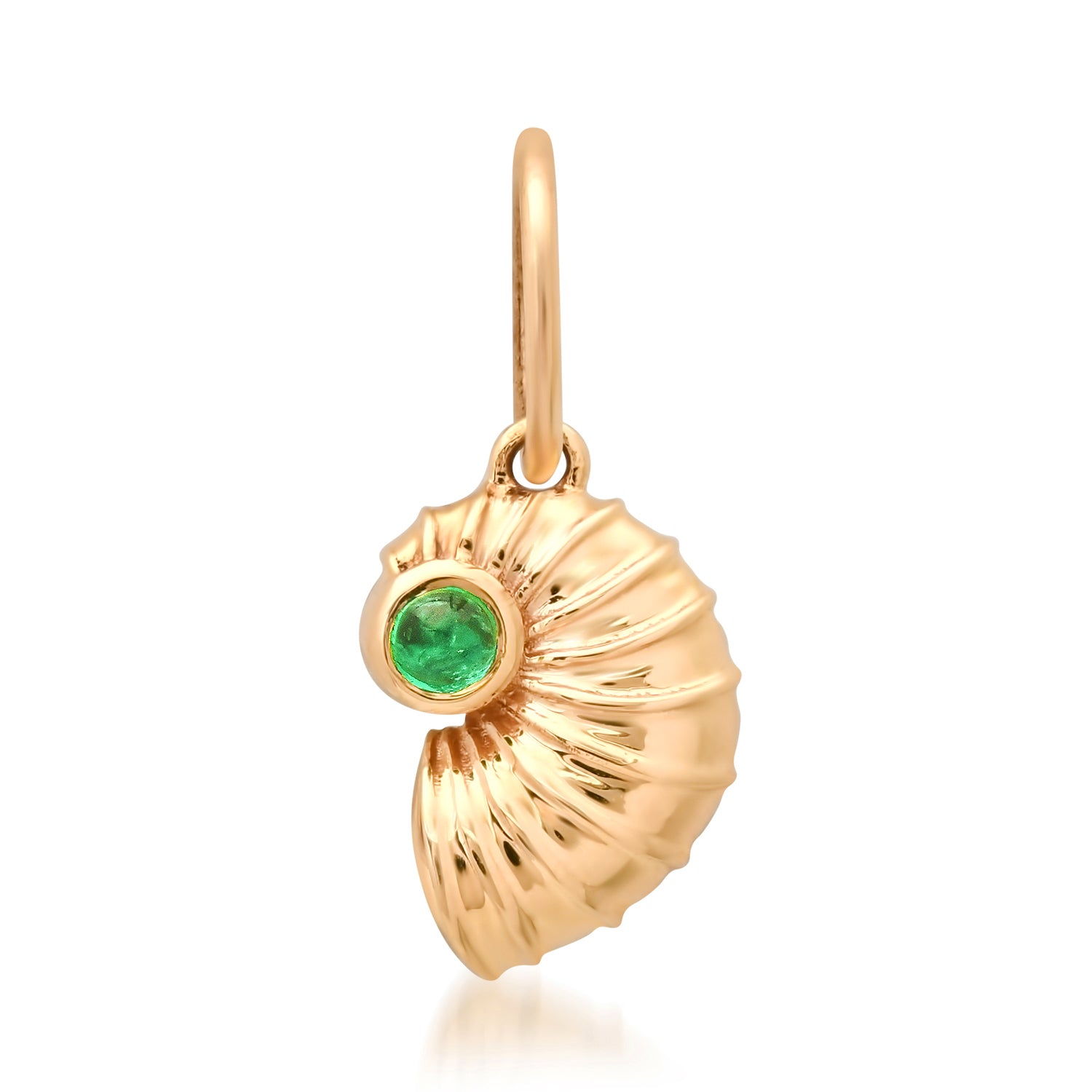 Mystic Emerald & Gold Seashell Charm